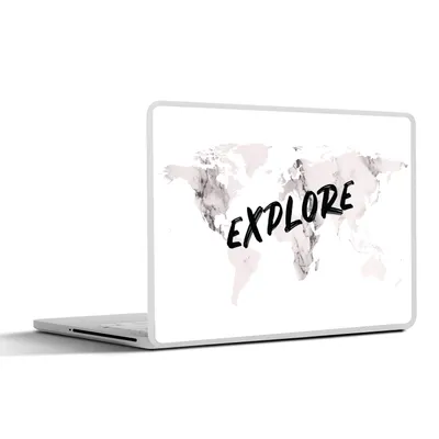 Obrázek produktu pro Nálepka na notebook - 17 palců - Mapa světa - Mramor - Citace