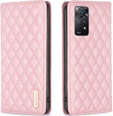 Produktbild von Redmi Note 11 Pro Hülle, Elegant Bookstyle Flip Leder Kartenfächer Schutzhülle mit Ständer für Xiaomi Redmi Note 11 Pro 5G / 4G Pink