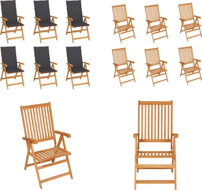 Produktbild von vidaXL Gartenstühle 6 Stk. mit Anthrazit Kissen Massivholz Teak - Gartenstuhl - Gartenstühle - Gartensessel - Klappstuhl