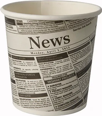 Produktbild von Snackbecher, Pappe "To Go" rund 470 ml Ø 9,9 cm · 9,9 cm "Newsprint"