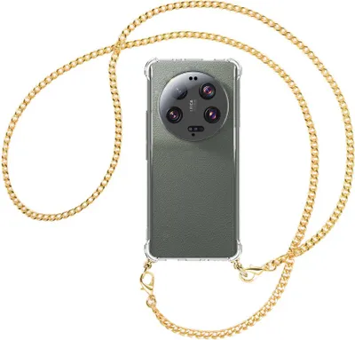 Produktbild von Handykette Backcover-Schutzhülle mit Band (Metall goldfarben) für Xiaomi 13 Ultra (6.73'') - goldfarbene Kette