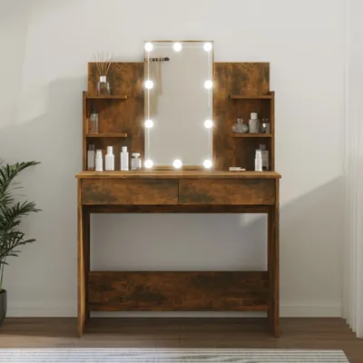Produktbild von Möbel Schminktisch mit LED Räuchereiche 96x40x142 cm - Schminktische 820487