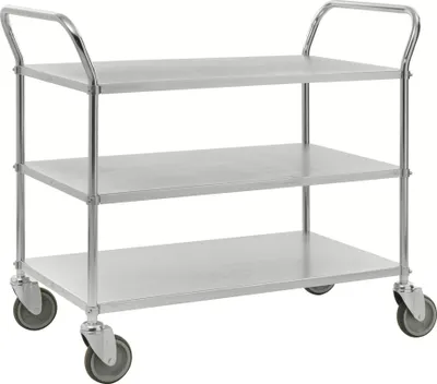 Produktbild von Kongamek Etagenwagen mit 3 Böden 900x540mm pulverbeschichtet und verzinkt mit 24mm Rand ohne Bremse