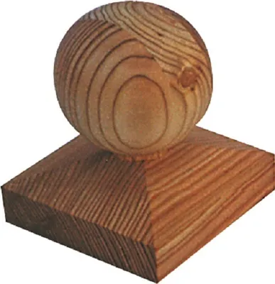 Produktbild von Pfostenkappe Pyramide mit Kugel Kappe für Pfosten aus Lärchenolz Größe: 140x140 mm