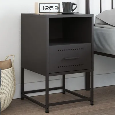 Zdjęcie produktu dla Maison Exclusive – szafka nocna czarna 36 x 39 x 60,5 cm stal