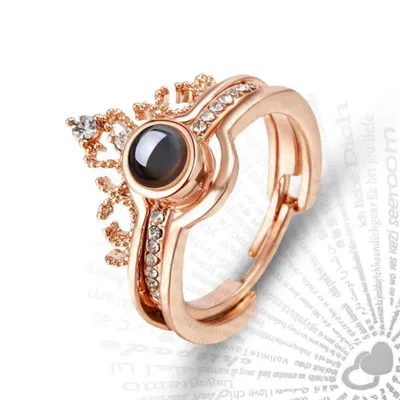 Image de Bague femme amour Bague Saint-Valentin Cadeau Je t'aime 100 langues or