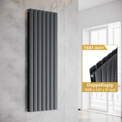 Produktbild von SONNI Vertikal Heizkörper Design Paneelheizkörper Doppellagig Anthrazit 1600×542mm ohne Heizstab