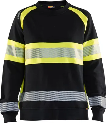 Produktbild von Blakläder Damen High Vis Sweatshirt 3409, Farbe:Schwarz/High Vis Gelb, Größe:M