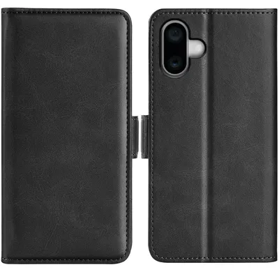 Produktbild von Mobigear Slim Magnet iPhone 16 Schutzhülle, Klapphülle mit Kartenfach - Schwarz