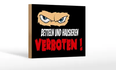 Produktbild von Holzschild Hinweis 18x12cm Betteln und Hausieren verboten