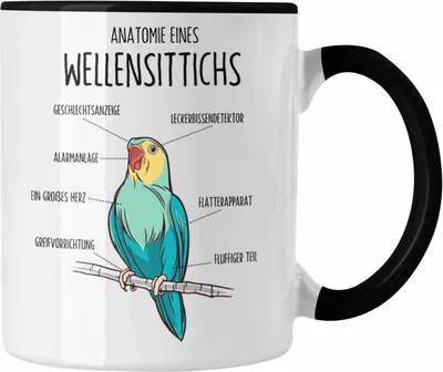 Produktbild von Trendation - Lustige Wellensittich-Tasse Geschenk für Wellensittich-Besitzer (Schwarz)