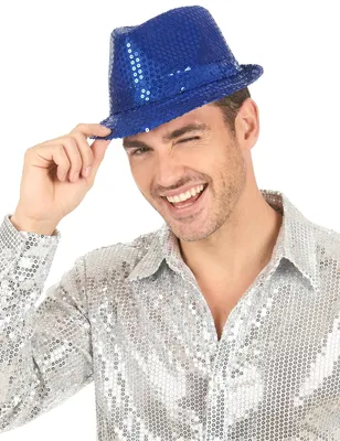 Produktbild von Borsalino Partyhut mit Pailletten blau - Einheitsgröße