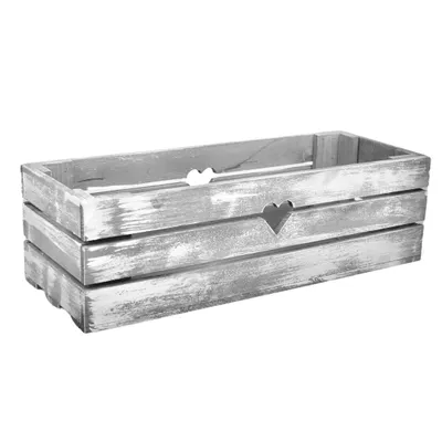 Obrázek produktu pro Dřevěný truhlík šedý srdce 40 cm