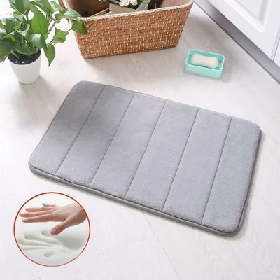 Produktbild von Memory Foam Badezimmer Badeteppiche Saugfähige Rutschfester Badvorleger Waschbar Badematte Grau Größe 40x120cm