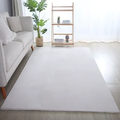 Produktbild von Kurzflor Teppich Wohnzimmer Creme 240x340 Rechteck Unicolor - Einfarbig aus Polyester