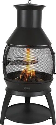 Obrázek produktu pro 22palcový venkovní krb Chiminea s mřížkou na grilování a komínovým pláštěm