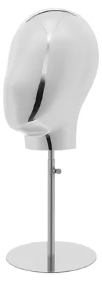 Produktbild von Perückenkopf Ständer - Höhenverstellbarer Mannequinkopf - Höhe 45–58 cm - Kopfumfang 52 cm - Basis 17 cm Metall/Kunststoff - Silber