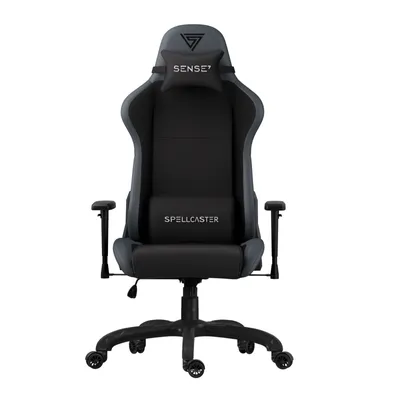 Obrázek produktu pro Herní židle Sense7 Spellcaster FUKU, kancelářská židle, ergonomická kancelářská židle, otočná židle s opěrkami hlavy do 150 kg, černá a šedá barva