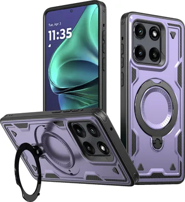 Produktbild von Dual Layer Hülle für Motorola Edge 60 Stylus/Moto G Stylus 5G (2025) mit Ring Ständer Magnetisch Stoßfest Handyhülle Lila
