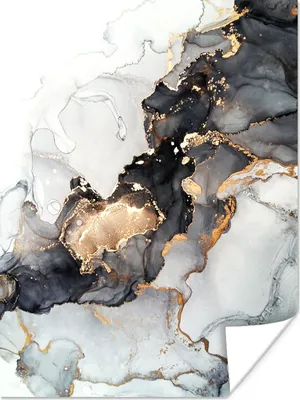 Produktbild von MuchoWow® Poster Marmor - Schwarz - Weiß - Gold - Luxus - Abstrakt 120x160 cm - Wandbilder