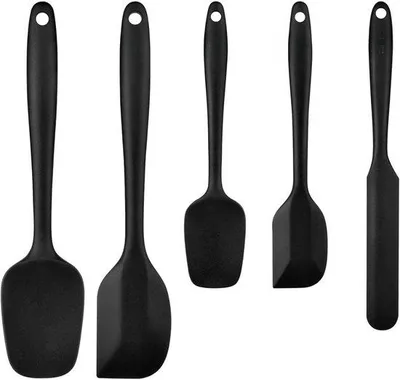 Produktbild von Famanu Spatel- und Löffelset - Hitzebeständig, Lebensmittelecht, Schwarz