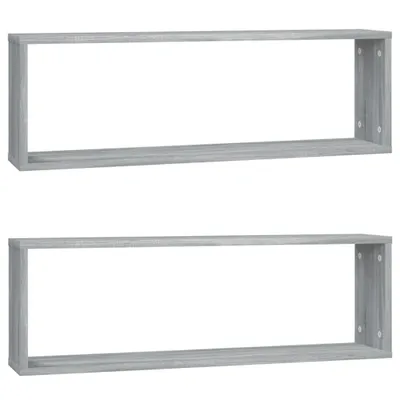 Image de vidaXL Étagères murales 2 pcs. Gris Sonoma 80x15x26,5 cm Bois composite