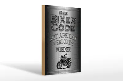 Produktbild von Holzschild Motorrad 20x30cm Biker Code mit Absicht