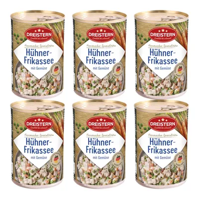 Produktbild von DREISTERN 6x Hühnerfrikassee mit Gemüse 400g Ringpulldose / Original Konserve