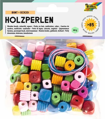 Produktbild von Happy Kidz Bunte Holzperlen, eckig 21406196185