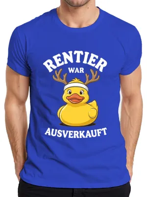 Produktbild von Rentier war t Weihnachten Gummiente Geschenk lustig Herren T-Shirt, Blau, 3XL