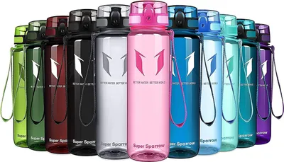 Image de Bouteille Super Sparrow - Bouteille d'eau en Tritan - 1000ml - sans BPA - Bouteille de sport idéale - Sport, Eau, Vélo, Fitness, Uni, Outdoor - Léger, Durable