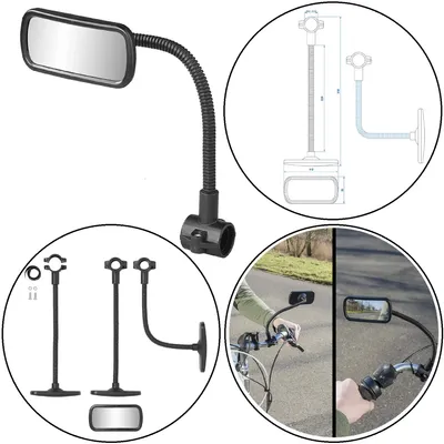 Produktbild von ProPlus Fahrradspiegel konvex, für Fahrrad & E-Bike, links/rechts, mit Flexarm, Rohrschelle Ø27mm, 31cm Gesamtlänge, 22cm Flexarmlänge, Spiegel 11.5x5.5cm