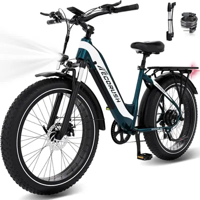 Produktbild von ECORUSH ECO R3 E Bike, Elektrofahrräder mit 26 * 4.0 Breite Reifen, E-Bike 48V 13Ah Lithium-Ionen-Akku, 250W. E Mountainbike für Damen und Herren