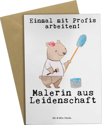 Produktbild von Mr. & Mrs. Panda valentinstagskarte Malerin Leidenschaft - Weiß - Geschenk, babykarte, glückwunschkarten, weihnachtskarten, Spruch, einladungskarten, Maler, dankeskarten