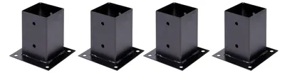 Immagine prodotto di Alberts, 4 boccole a vite per pali quadrati in legno, 91x91 mm, zincate, con rivestimento in plastica nera, altezza della base 150 mm