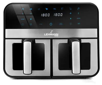 Zdjęcie produktu dla Podwójna frytkownica bezolejowa Lehmann Taste o pojemności 9 litrów, moc 2400 W, z Wi-Fi, 12 programów