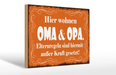 Produktbild von Holzschild Spruch 30x20cm hier wohnen Oma & Opa