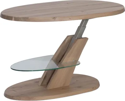 Produktbild von Funktionstisch Carlynn höhenverstellbar 100 x 65 x 48-65 Couchtisch Massivholz Wildeiche Bianco 16099