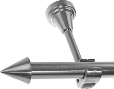 Produktbild von Edelstahl Look Gardinenstange 20mm Wandträger 1-läufig Spitze, Länge wählbar H50 E31 R