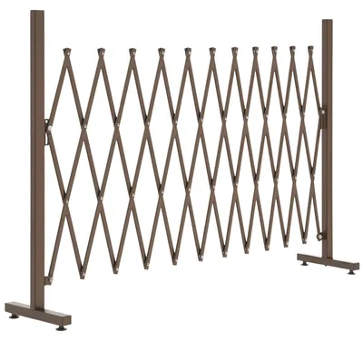 Produktbild von Scherengitter ausziehbar 35-300 cm Gartenabsperrung Aluminium Eisen 4 Standfüße Kunststoff Braun 103,5 cm hoch