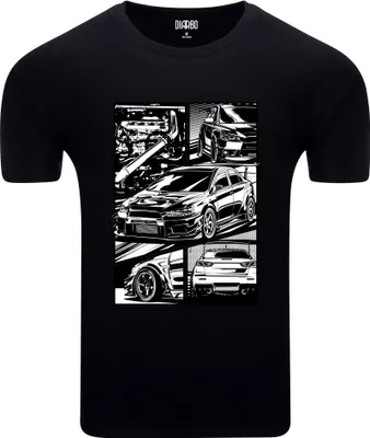 Produktbild von Diarbo Herren T-Shirt mit Aufdruck Für Autofans Mitsubishi Lancer Comic Schwarz Gr.L