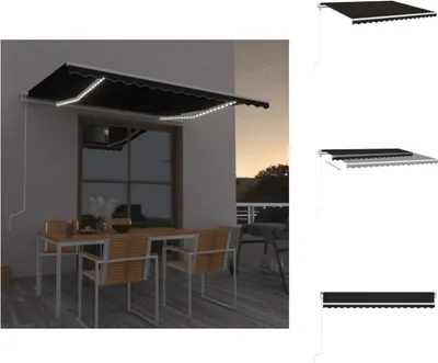 Immagine prodotto di vidaXL Tenda automatica con LED e sensore vento 450x350 cm antracite - Tende da sole
