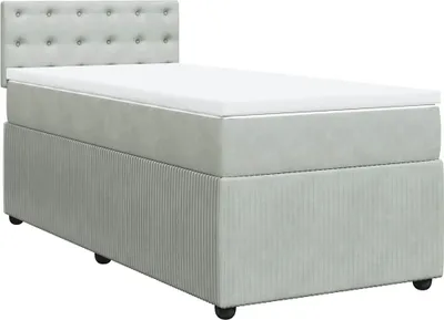 Produktbild von vidaXL Boxspringbett mit Matratze Hellgrau 100x200 cm Samt