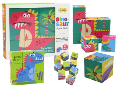 Produktbild von Lernpuzzle 6in1 Blöcke Puzzlewürfel 6 Bilder Dinosaurier 9 El.