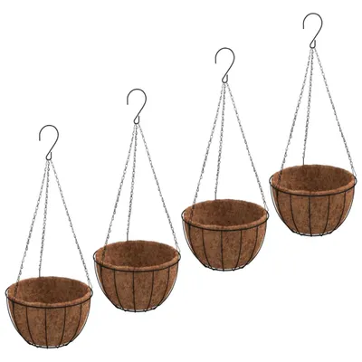 Immagine prodotto di vidaXL Fioriere 4 pezzi con inserti in cocco nero Ø 30x52 cm acciaio