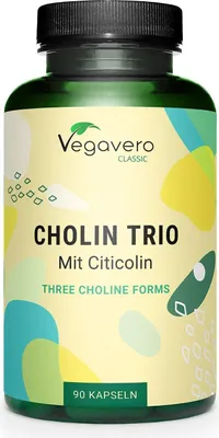 Produktbild von Vegavero Cholin Trio | 90 Kapseln | mit 3 verschiedenen Cholin-Formen | vegan