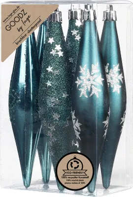 Produktbild von Christbaumschmuck Eiszapfen 15cm Kunststoff 6er Set - Emerald