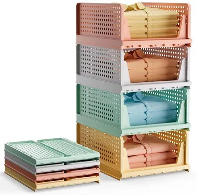 Image de Organiseur en plastique, empilable, 4 pièces, simple