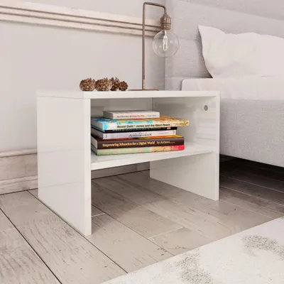 Obrázek produktu pro vidaXL Noční stolky 2 ks. Vysoce lesklý bílý 40x30x30 cm výrobek z odvozeného dřeva