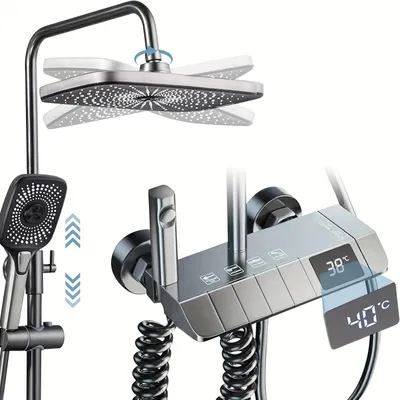 Produktbild von Thermostatarmatur – Thermostatische Duscharmatur – Duschset – Mischarmatur – Badarmatur – LED-Digitalanzeige